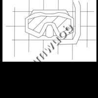 REVERSED GRID DRAWING of a dive mask in white  Thumbnail
