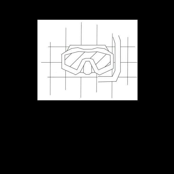 REVERSED GRID DRAWING of a dive mask in white  Thumbnail