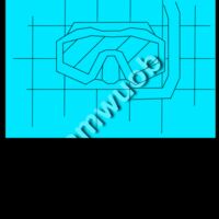 REVERSED GRID DRAWING of a dive mask in blue  Thumbnail