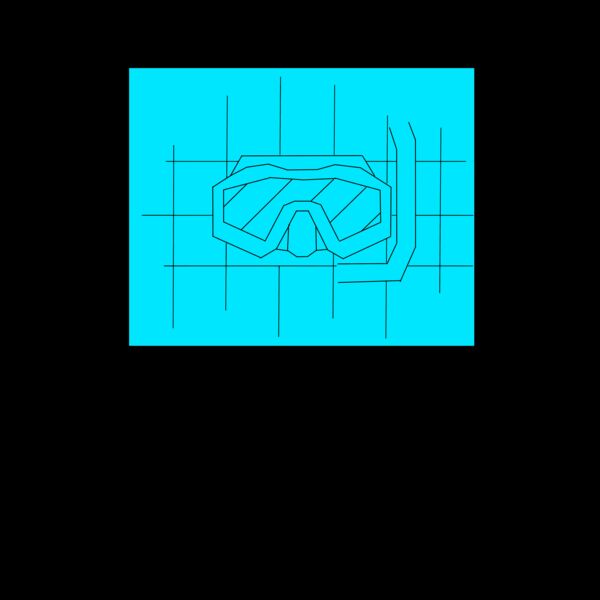 REVERSED GRID DRAWING of a dive mask in blue  Thumbnail