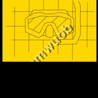 REVERSED GRID DRAWING of a dive mask in yellow  Thumbnail