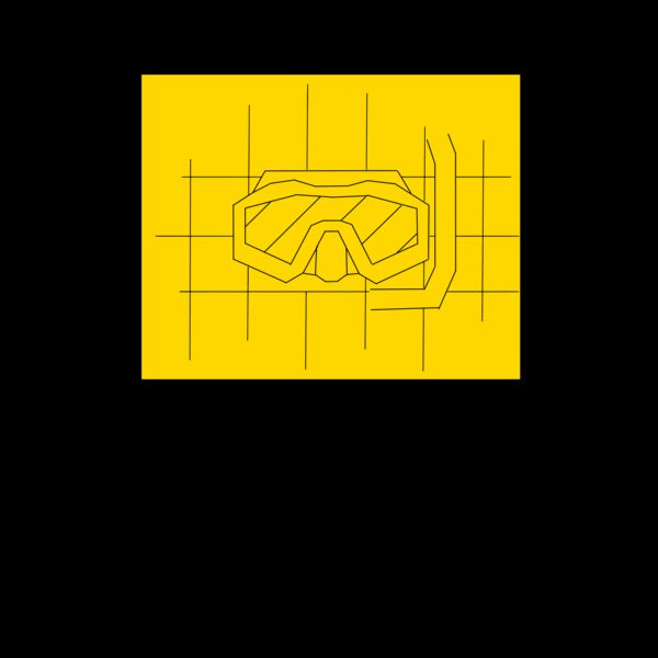 REVERSED GRID DRAWING of a dive mask in yellow  Thumbnail