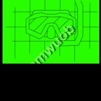 REVERSED GRID DRAWING of a dive mask in green  Thumbnail