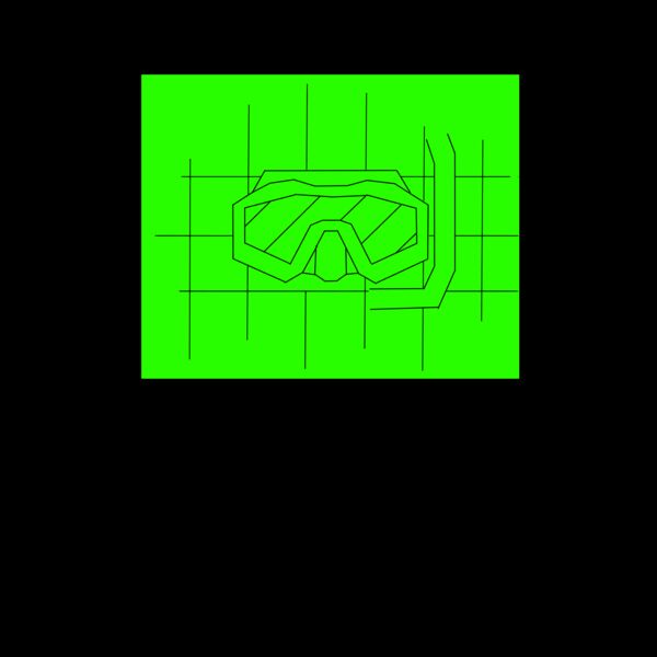 REVERSED GRID DRAWING of a dive mask in green  Thumbnail